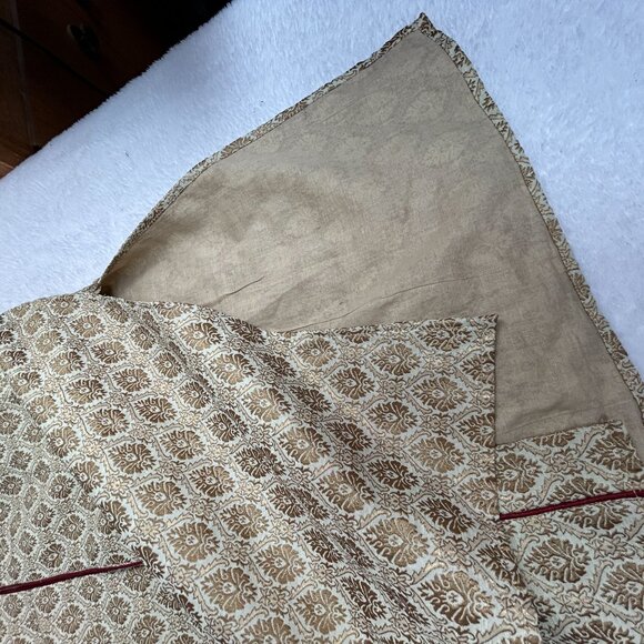 Ethnic Neu-ron Mens Beige Sherwani Traditional Indian Wedding Outfit Gold Maroon - Picture 7 of 8